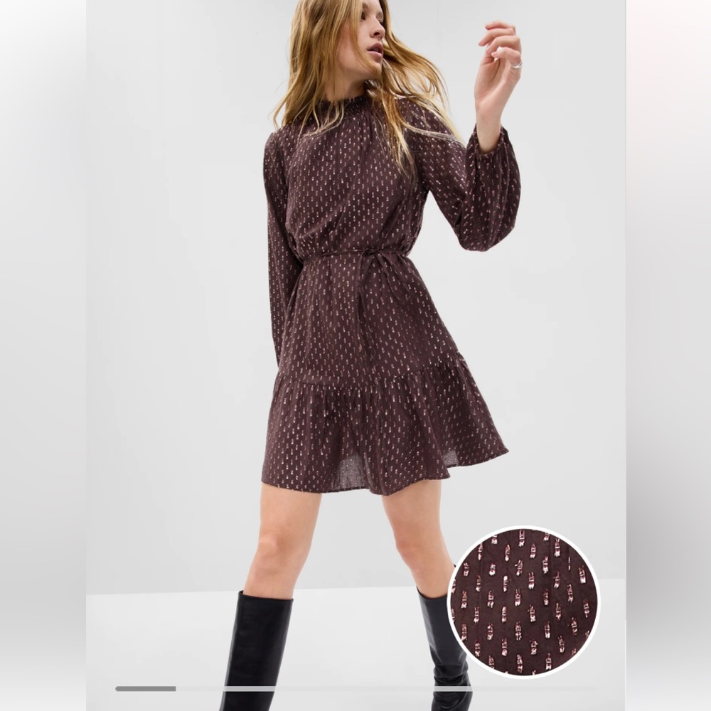 NWT Gap Mockneck Metallic Mini Dress